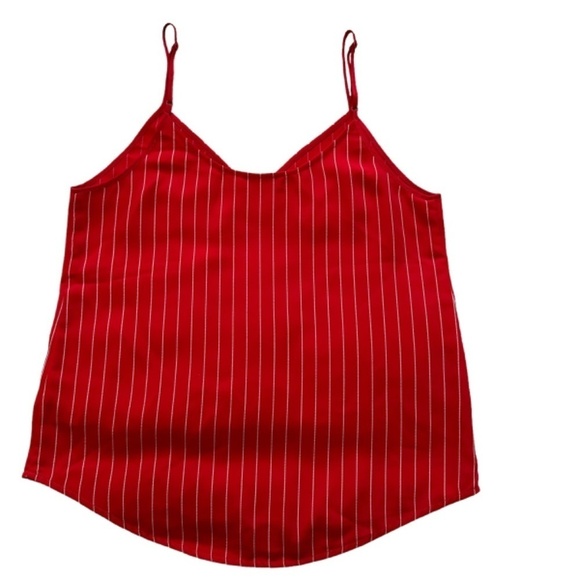 Babaton Aritzia Women's S Red Pinstriped V-Neck Sleeveless Tank Top Blouse Y2K - Picture 11 of 13
